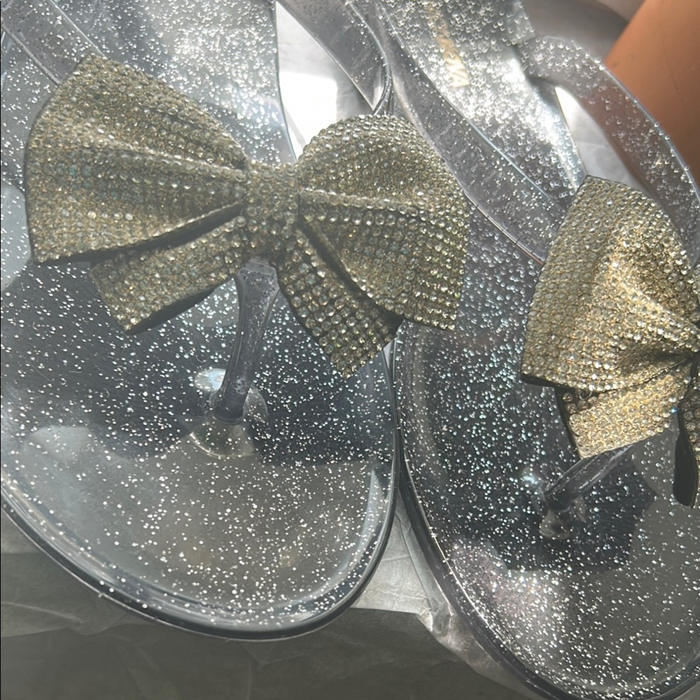 Sparkly Bow Flip Flops